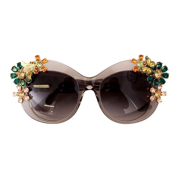 Dolce & Gabbana Accessories - DOLCE & GABBANA 💎 Cat Eye  Gray Floral Crystal Designer Sunglasses
